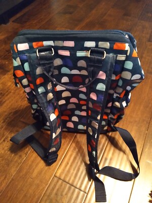 Modern Geometric Pattern Backpack Multi-Pocket Navy Blue 