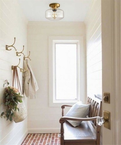 Modern Semi Flush Ceiling Lights Glass Brass Hallway Ceiling Lights Fixtures - Picture 4 of 8