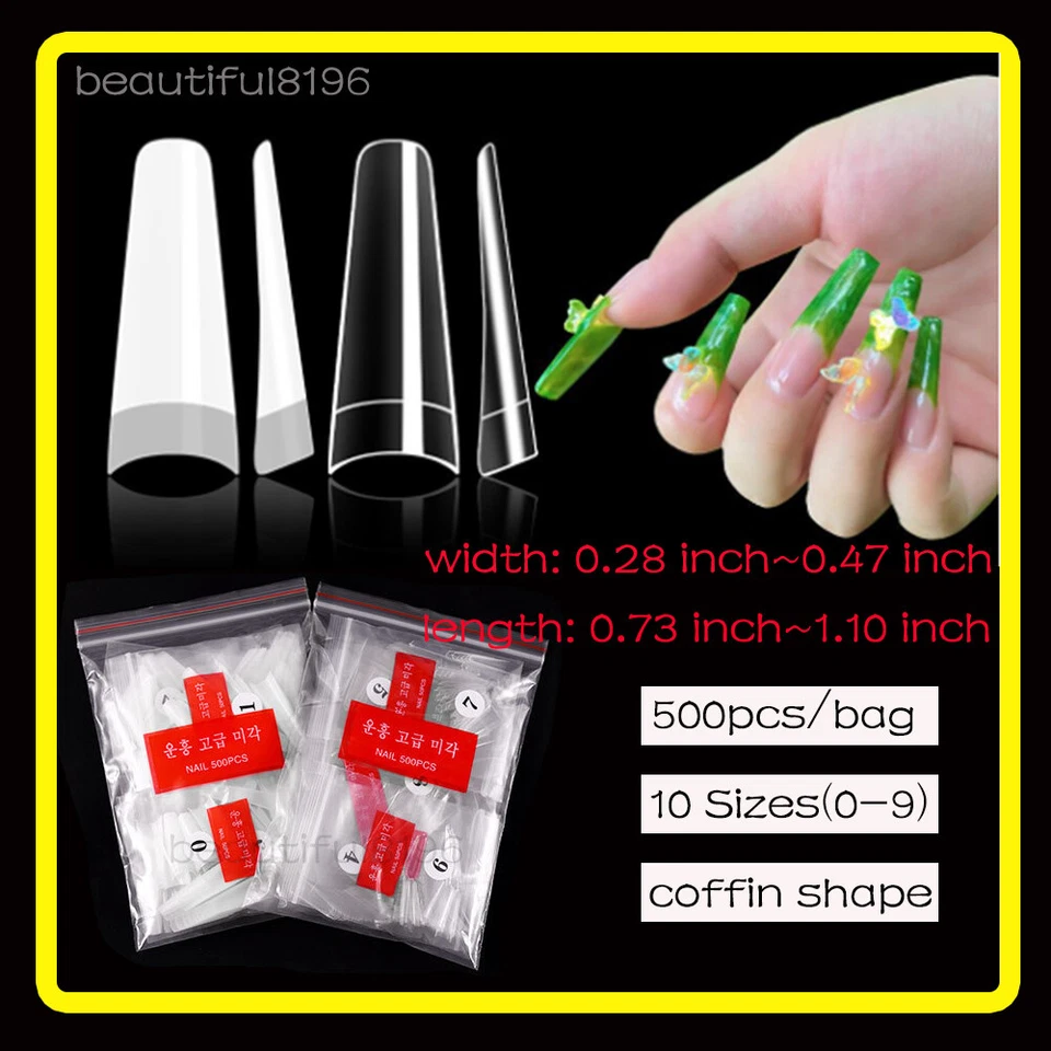 500/1000 Piezas Acrílico Uñas Manicura Decoración Media Cubierta Curva C Arte en Uñas Puntas Falsas Foto 3 de 4