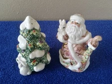 Fitz and Floyd  Classics Santa and Tree Salt and Pepper Shakers