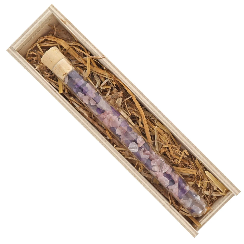 Wasserstab Reagenzglas Edelsteinstab Grundmischung Amethyst+BK+RQ 17 cm - Bild 3 von 4