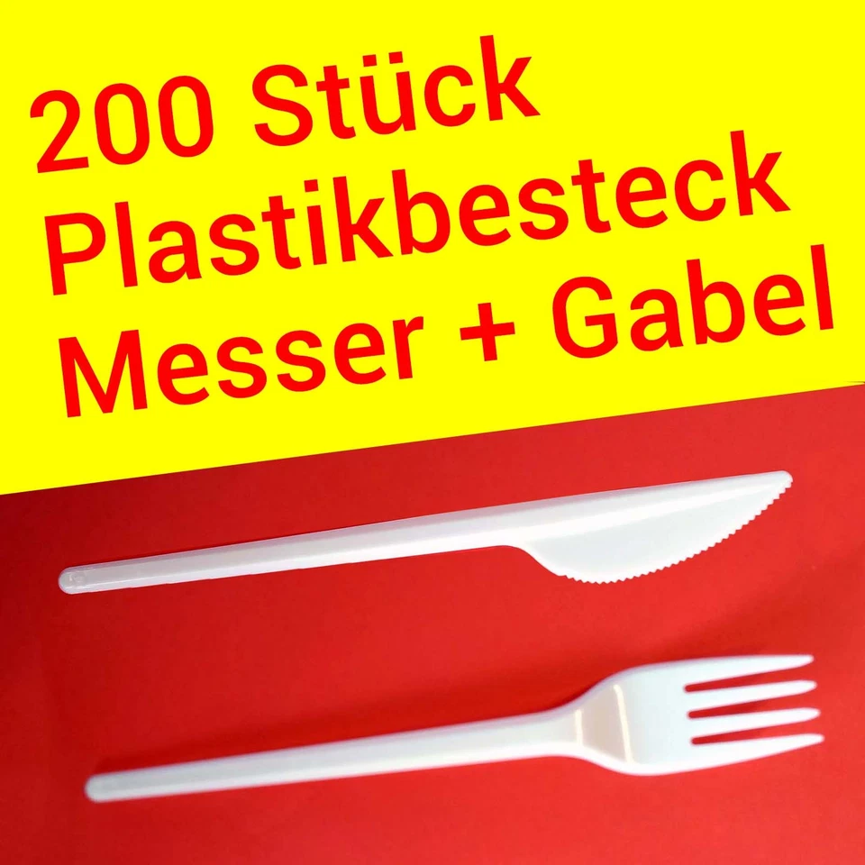 200-Stk. | Plastik-Messer & -Gabel | Einweg | Besteck | Picknick | Party | Feier
