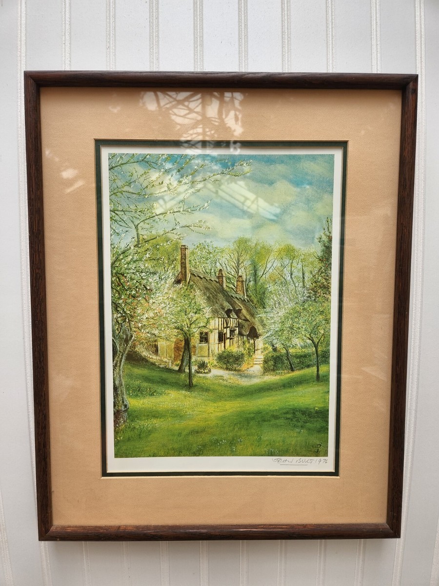 絵画 Anne Hathaway's Cottage John S Burt 1976 Anne Hathaway's Cottage Print Signed John S Burt 1976
