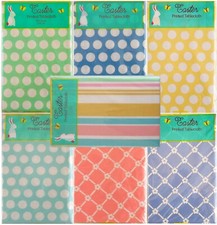 Mainstream Easter Polka Dots, Stripes and Trellis Vinyl Tablecloths -Var. Sizes