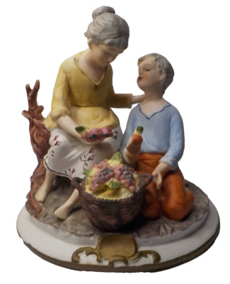 Vintage Porcelain grandmother and boy Figurine 7'' Tall Stamped F.E.I. Inc.
