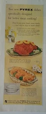 1957 clear glass Pyrex oval Utility dish roaster vintage glassware ad