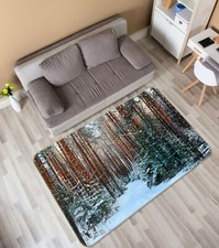 3D Winter Snow Forest NAO7409 Game Rug Mat Elegant Photo Carpet Mat Fay