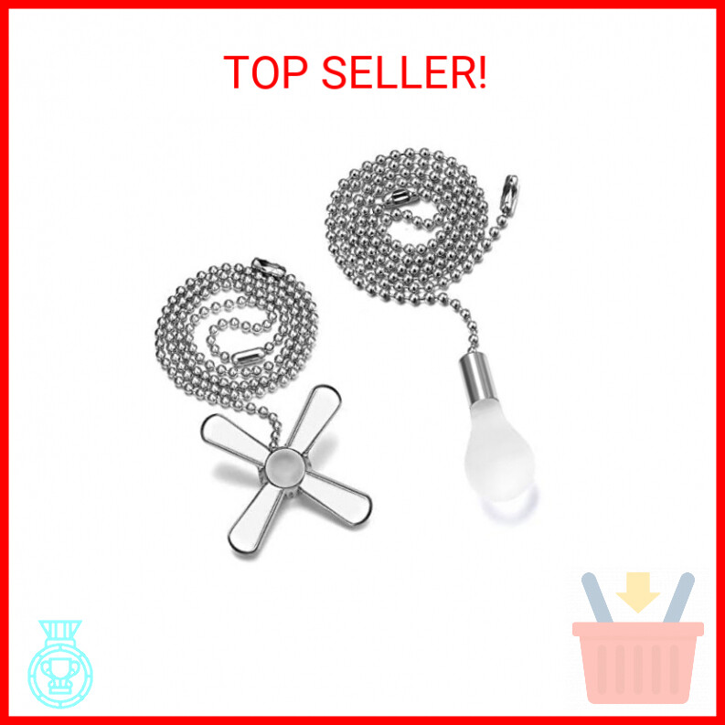 24-inch Extra Long Ceiling Fan Pull Chain Extender with Decorative Frosted Glass Bead-image