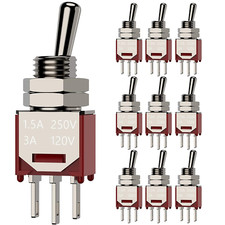 10Pcs AC 250V/1.5A 120V/3A ON/ON 2 Position 3 Pin SPDT Mini Micro Toggle Switch