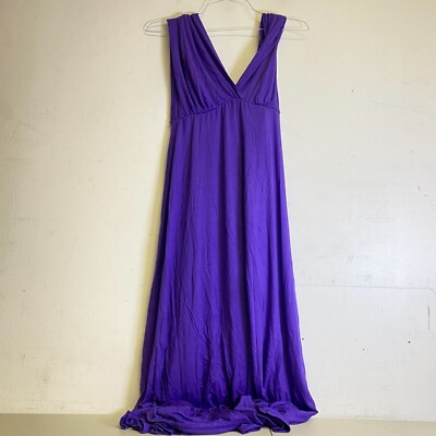 24 Seven Comfort Apparel Empire Waist V-Neck Maxi Dress Plus Size Large  Purple | eBay