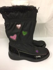 Ozark trail kids winter boots black hearts youth size 3 brand new