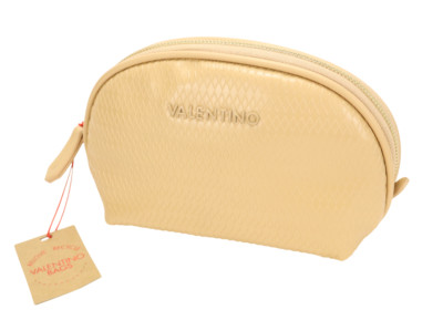 Valentino Bag Womens One Size Beige Zip Textured Cosmetic
