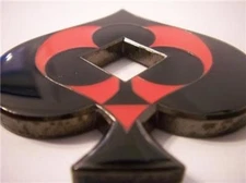 Spade Shaped Black Red Cutout Card Guard Poker Hand Protector Metal NEW