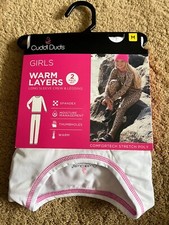 Cuddl Duds Girls 2 Piece Warm Baselayer Set White Size Medium
