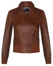 Ladies Tan Brown Leather Bomber Jacket Genuine Leather Ma-1 Varsity Retro Jacket