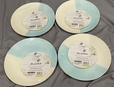 Set of 8 Bamboo Picnic Plates Snack Child Durable 4 Each New
