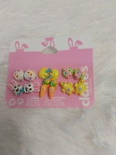 Claire's Girls Glittery Easter Post Earrings 6-pairs Bunny's, Chicks, Lambs BNWT