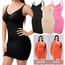 Plus Size Shapewear Dress Slip Women Tummy Control Adjustable Strap Full Slip