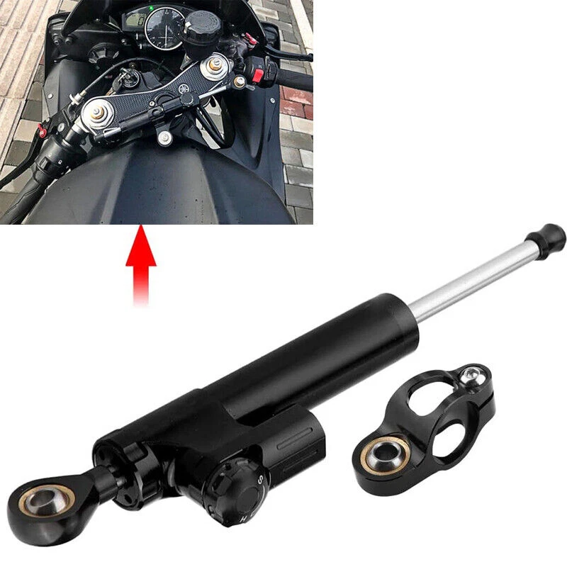 Estabilizador amortiguador de dirección CNC para Yamaha FZR YZF 600 R6 R6S R1 FZ1 FAZER negro Foto 4 de 4