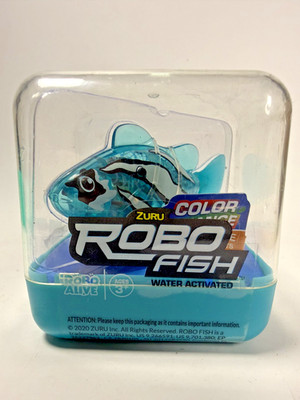Zuru Robo Alive ROBO FISH Color Change Water Activated Light Blue Toy Fish New!