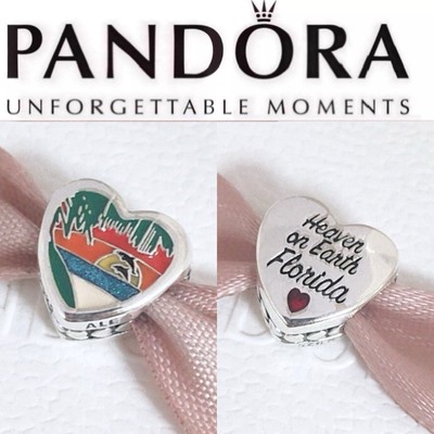 Authentic Pandora Retired Florida Beach Heaven On Earth Exclusive Heart  Charm