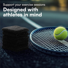 Absorbent Wrist Sweatbands, 6Pcs Tennis Sweat Bands for Gym  Running - Black...
