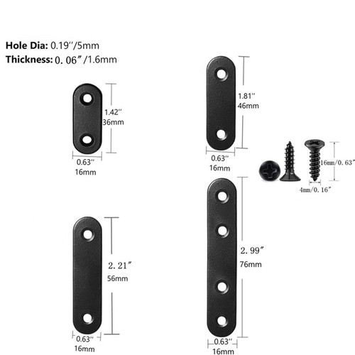WYSUMMER Black Flat Straight Brace,20Pcs Metal Mending Brackets Straight Corner - Picture 2 of 5