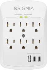Insignia  - 6-Outlet / 2-USB-C / 1-USB Wall Tap 1,800 Joules Surge Protector - W