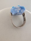 ​Vintage Sterling Silver Murano Art Glass Ring Blue White Millefiori Flower Sz 6 — photo 10