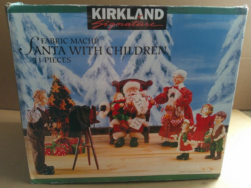 Kirkland Signature Fabric Mâché Santa with Children 11-piece Set