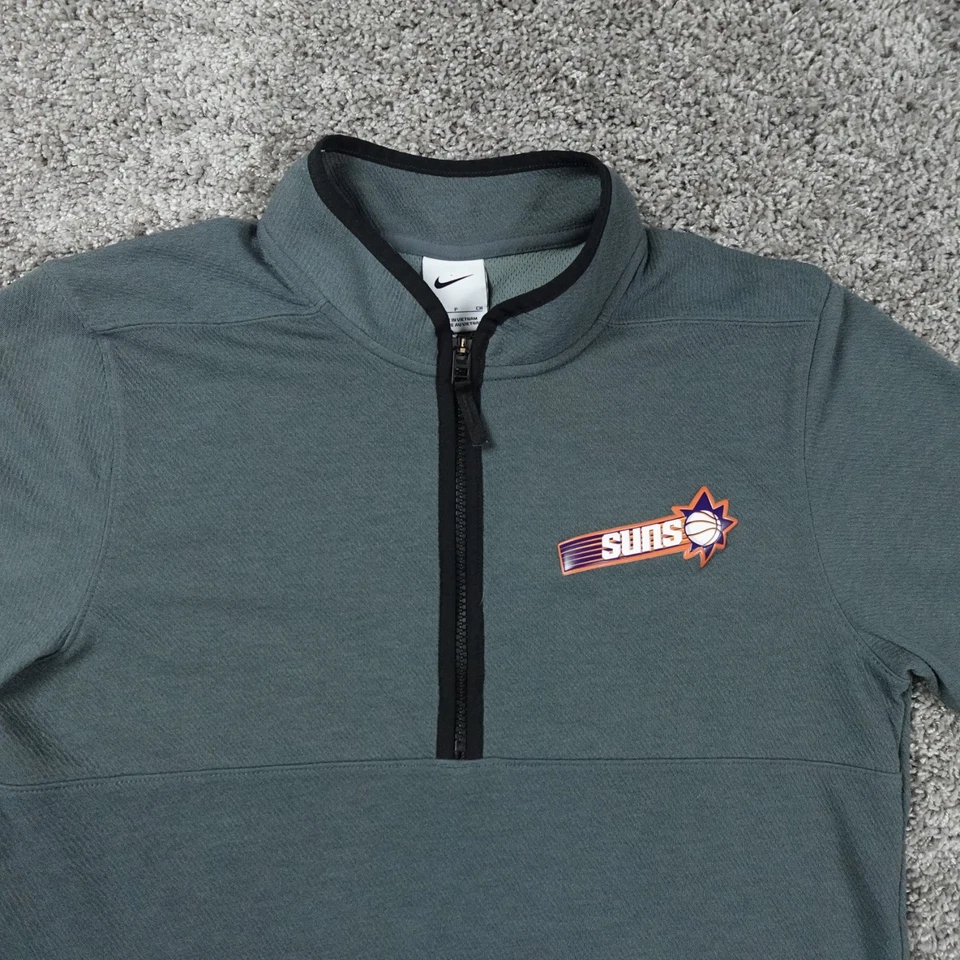 Pullover Phoenix Suns 1/4 Cremallera Para Hombre Pequeño Nike NBA Gris Equipo Emitido Logo Foto 2 de 4