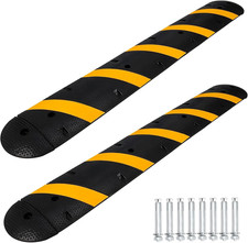 7FT Rubber Speed Bump with 4 End Cap, 2-Pack Speed Bumps for Road, 66000 LBS Cap