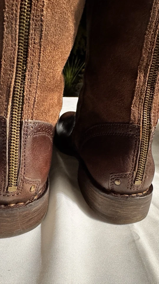 尺寸 12- UGG 澳大利亚 CASTILLE 棕色高麂皮绒骑行靴 1003294 后拉链 — 第 3/4 张图片