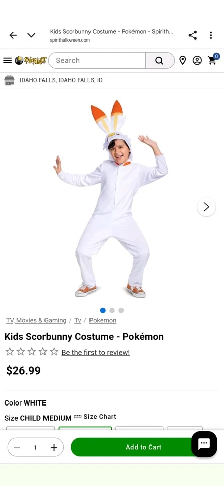 Mono clásico con capucha Pokemon Scorbunny para niño Foto 2 de 3