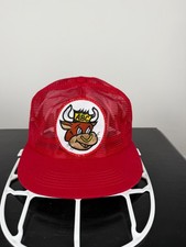 Vintage Red All Mesh ABC Bull wearing Crown Patch Logo Snapback Trucker Hat
