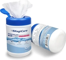 MagiCare 75% Large Alcohol Wipes (2 Canisters) - Hand Sanitizing -... 