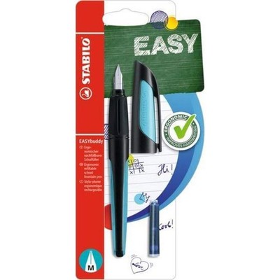 Schulfüller mit Standard-Feder M - STABILO EASYbuddy in schwarz/himmelblau -