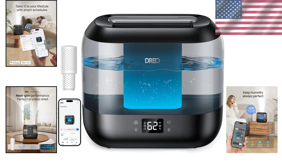 Smart 4L Top Fill Ultrasonic Humidifier for Bedrooms & Nurseries - Quiet Comfort - Image 2 of 4