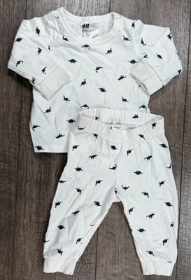 Baby Boy Clothes H&M Newborn 2pc Dark Blue Dinosaur Outfit