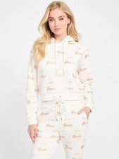 Womens GUESS Tracksuit Hoodie  Joggers White w/ Gold Logo Size XL X Large EUC