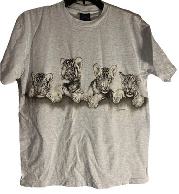 Vintage White Tiger Cubs Shirt Mens Large Double Sided Graphic Made USA Habitat