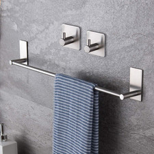 16-Inch Self-Adhesive Towel Bar with 2 Pack Hooks, Stainless Steel