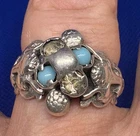 Y30 Brutalist 925 Silver Ring size 8.5-9 Vintage Turquoise Topaz 8.8g Modernist
