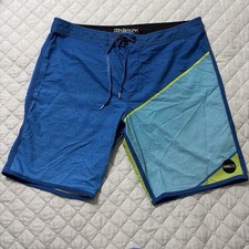 O'Neill Hyperfreak Men's Board Shorts Size 38 Blue/Green Colorblock Drawstring
