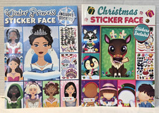 Christmas  Winter Princess Sticker Face Activity Book- 16 Pages each-Lot of 2
