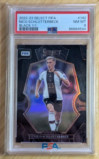 2022-23 Panini Select FIFA Nico Schlotterbeck Black 1/1 Card NM-MT PSA 8 #142