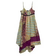 Simply Vera Vera Wang Asymmetrical Patchwork Slip Dress Satin Handkerchief M