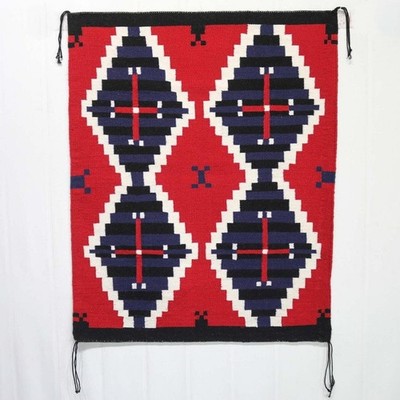 Red Navajo Chief's Blanket Rug Southwestern Wool Rug Native American Rug, 5x5 ft