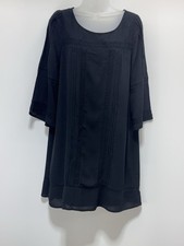 Sanctuary Black 3/4 Sleeve Detailed Lined Rayon Shift Dress Women’s Size M NWT