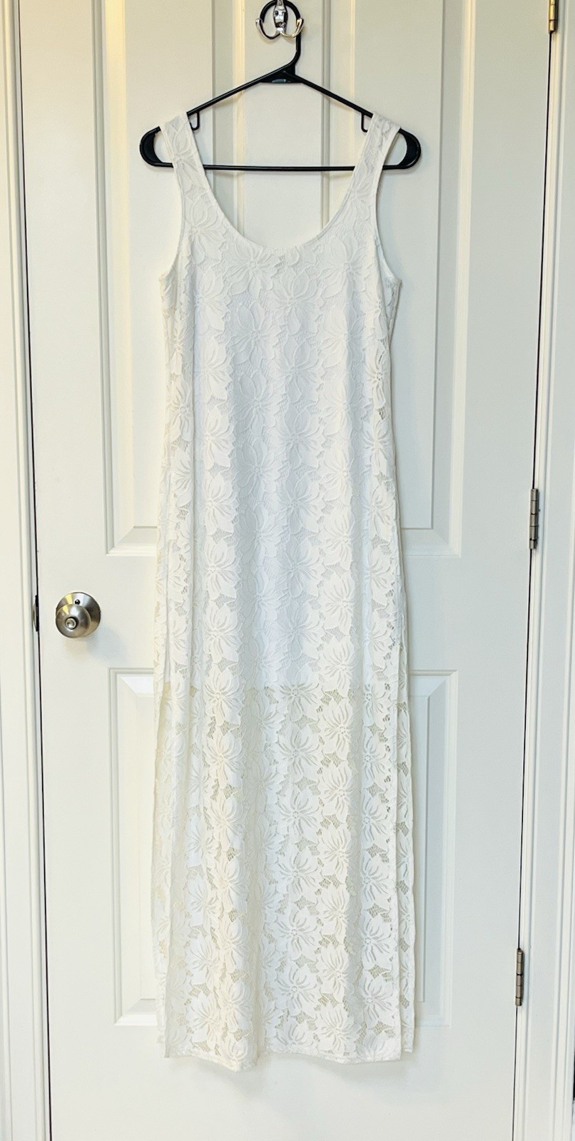 Charlotte Russe White Floral Lace Sleeveless Maxi Dress Women’s Size S
